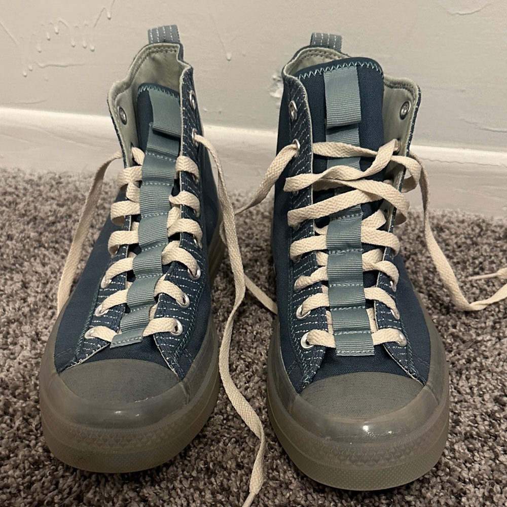 Converse Blue and Gray High-Top Sneakers